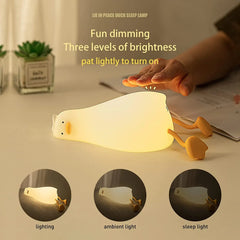 Benson Lying Flat Duck Night Light, LED Squishy Duck Lamp, Cute Light Up Duck, Silicone Dimmable Nursery Nightlight,
